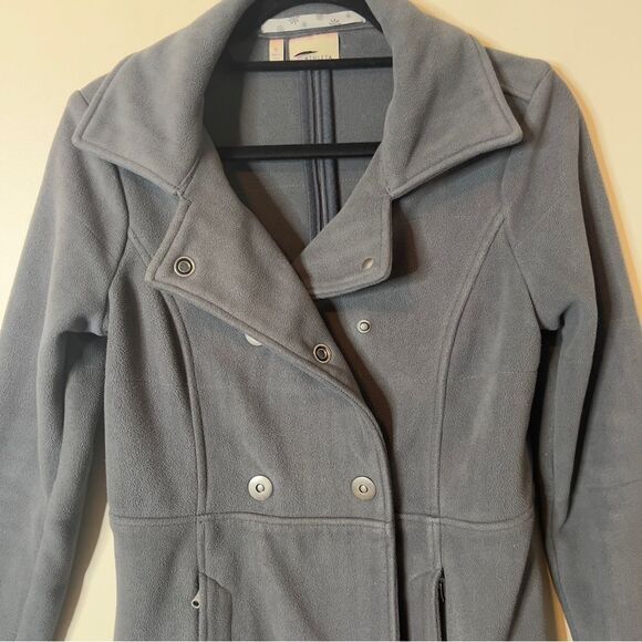 Athleta Gray Fleece Switchback Double Breasted Snap Buttons Pea Coat Size Small - Picture 5 of 8